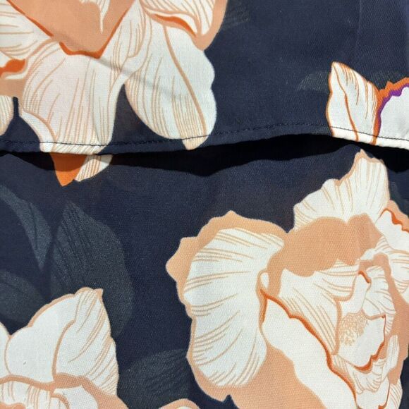 CAbi Blossom Floral Blouse Office navy & orange Sleeveless sz Small - Picture 5 of 7